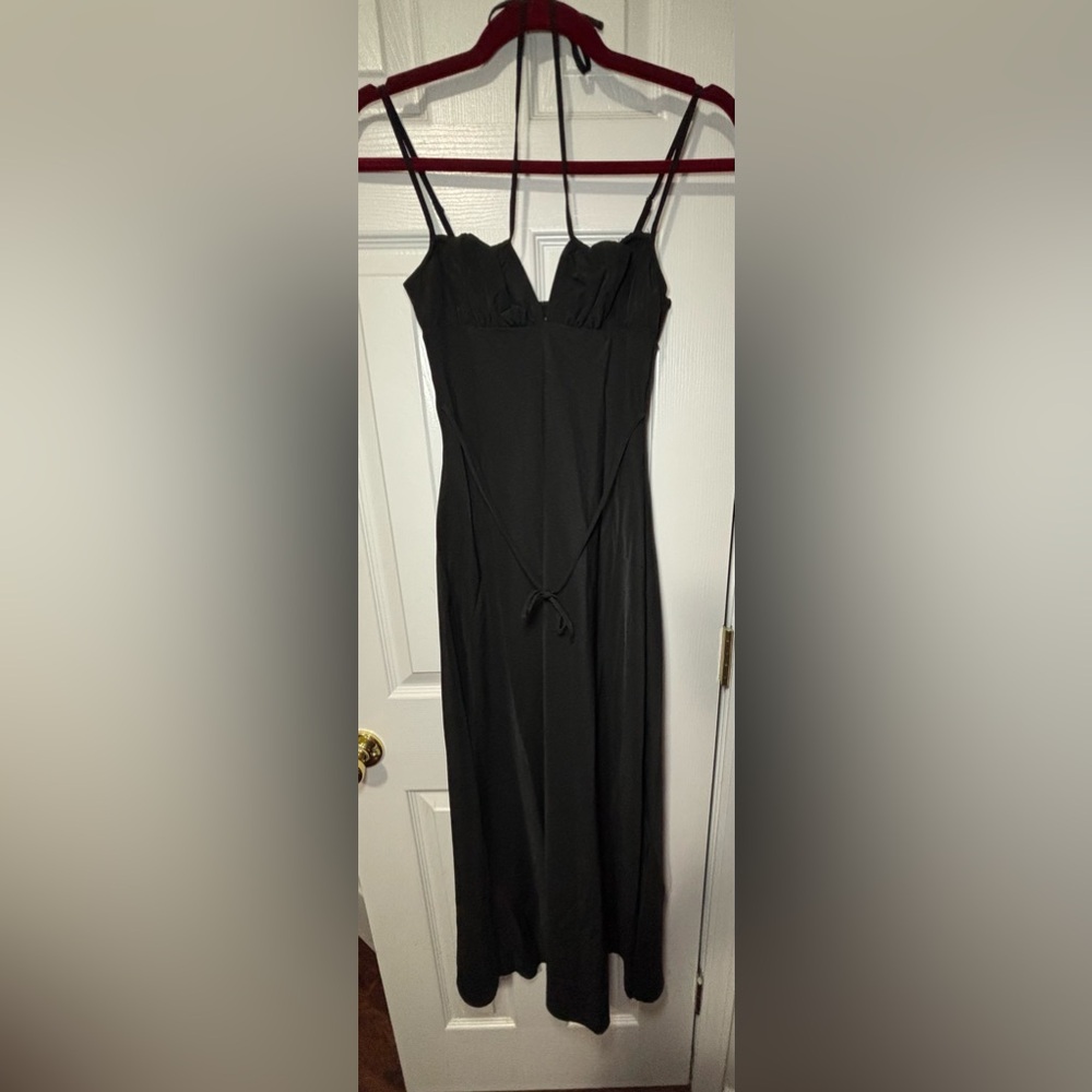 NWT WEWOREWHAT SZ XXS BLACK CAMI MIDI Dress W/Ruched Cups - Picture 3 of 8